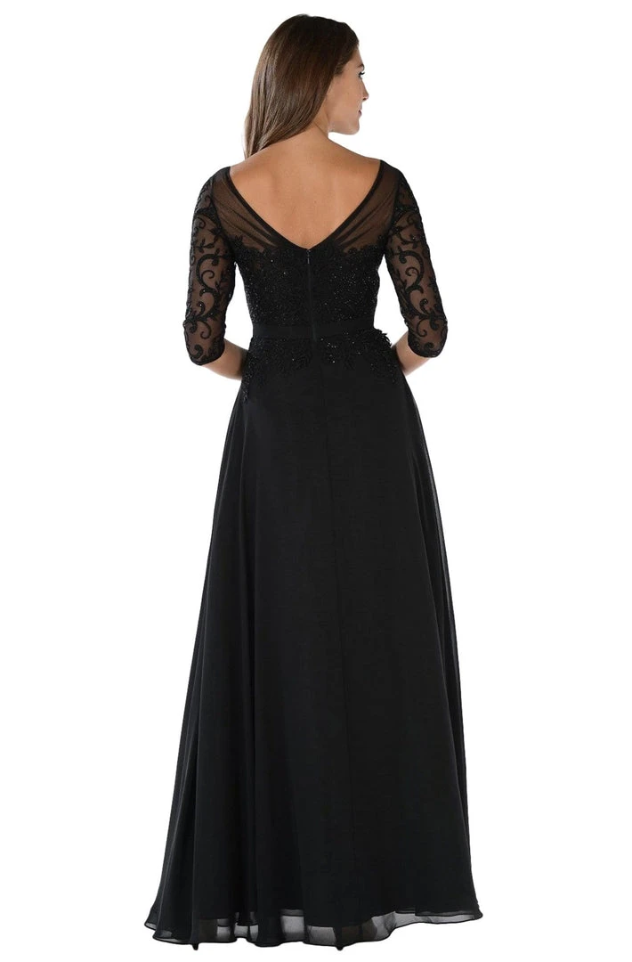 Formal Gowns Poly USA - 7598 Beaded Lace Appliqued A-Line Dress 4 Formal Gowns Poly USA - 7598 Beaded Lace Appliqued A-Line Dress