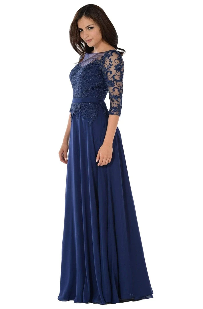 Formal Gowns Poly USA - 7598 Beaded Lace Appliqued A-Line Dress 7 Formal Gowns Poly USA - 7598 Beaded Lace Appliqued A-Line Dress