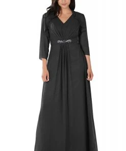 Poly USA - 7770 Sleeveless V Neck Chiffon Dress With Bolero Jacket Formal Gowns