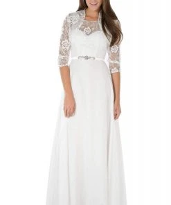 Poly USA - 7772 Floral Lace A-Line Dress With Bolero Jacket Formal Gowns