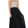 Poly USA - 7826 Jewel Adorned Illusion Halter Chiffon Gown