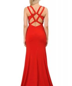 Poly USA - 8230 Beaded Strappy Scoop Trumpet Dress 11 Poly USA - 8230 Beaded Strappy Scoop Trumpet Dress