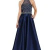 Formal Gowns Poly USA - 8344 Bedazzled High Halter A-line Gown