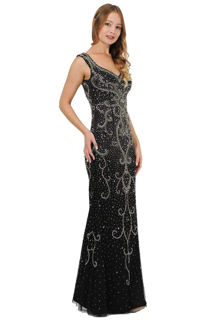 Poly USA - 8362 Bedazzled V-neck Long Trumpet Dress 5 Poly USA - 8362 Bedazzled V-neck Long Trumpet Dress