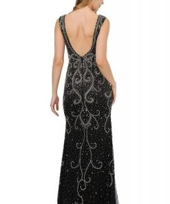Poly USA - 8362 Bedazzled V-neck Long Trumpet Dress 6 Poly USA - 8362 Bedazzled V-neck Long Trumpet Dress