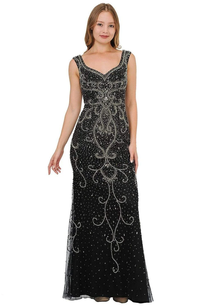 Poly USA - 8362 Bedazzled V-neck Long Trumpet Dress 3 Poly USA - 8362 Bedazzled V-neck Long Trumpet Dress