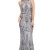 Formal Gowns Poly USA - 8438 Sequined Halter Neck Trumpet Dress