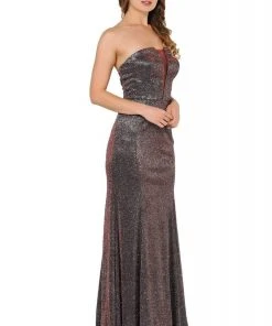 Formal Gowns Poly USA - 8490 Glitter Strapless Trumpet Gown