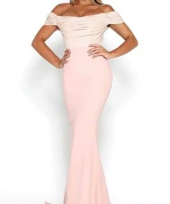 Portia And Scarlett - Mermaid Gown Appliqued Off Shoulder Gown Formal Gowns
