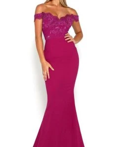 Formal Gowns Portia And Scarlett - Sienna Gown Lace Off Shoulder Fitted Dress