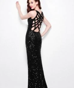 Primavera Couture - 1101 Sequined V-neck Dress 17 Primavera Couture - 1101 Sequined V-neck Dress