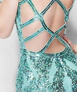 Formal Gowns Primavera Couture - 1151 Iridescent High Slit V-Neck Gown 14 Formal Gowns Primavera Couture - 1151 Iridescent High Slit V-Neck Gown