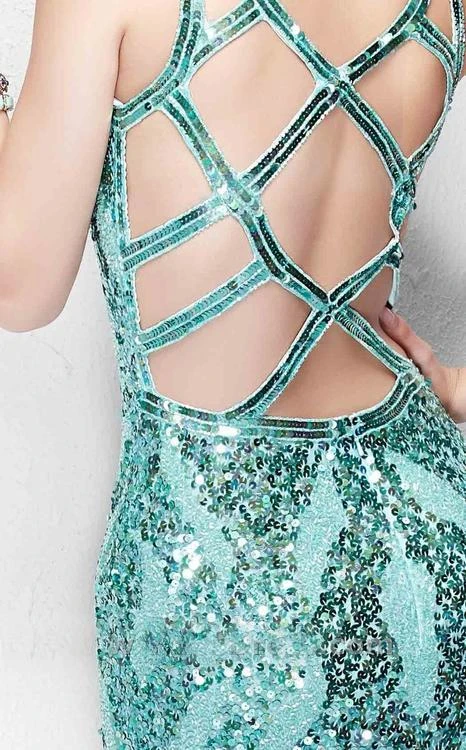 Formal Gowns Primavera Couture - 1151 Iridescent High Slit V-Neck Gown 8 Formal Gowns Primavera Couture - 1151 Iridescent High Slit V-Neck Gown