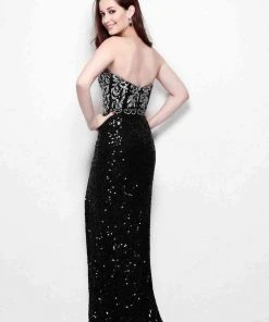 Formal Gowns Primavera Couture - 1155 Strapless Scroll Motif Sheath Gown