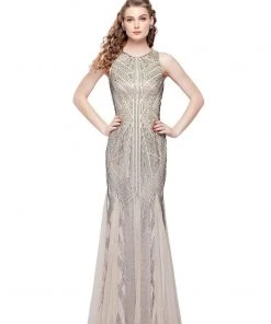Formal Gowns Primavera Couture - 1271 Geo-Outlined Sleeveless Sheath Gown
