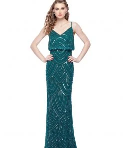 Formal Gowns Primavera Couture - 1274 Scallop Motif Sheath Evening Dress
