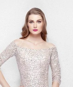 Primavera Couture - 1275 Off Shoulder Sparkly Sequined Evening Dress Formal Gowns 7 Primavera Couture - 1275 Off Shoulder Sparkly Sequined Evening Dress Formal Gowns