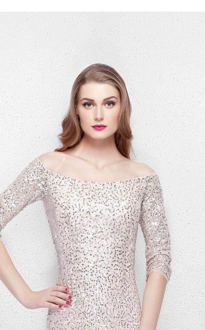 Primavera Couture - 1275 Off Shoulder Sparkly Sequined Evening Dress Formal Gowns 5 Primavera Couture - 1275 Off Shoulder Sparkly Sequined Evening Dress Formal Gowns