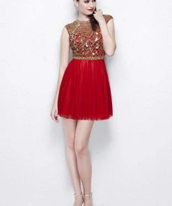 Primavera Couture - 1308 Beaded Open Back Cocktail Dress Cocktail Dresses