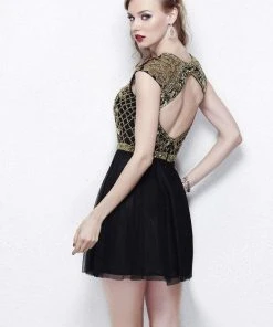 Primavera Couture - 1308 Beaded Open Back Cocktail Dress Cocktail Dresses