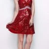 Primavera Couture - 1312 Cap Sleeve Sequined Mini Dress Cocktail Dresses 2 Primavera Couture - 1312 Cap Sleeve Sequined Mini Dress Cocktail Dresses