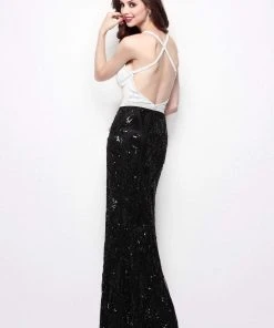 Primavera Couture - 1416 Sleeveless Sequined Long Dress With Slit