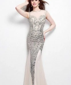 Primavera Couture - 1472 Sequined Long Dress With Back Hole Formal Gowns 12 Primavera Couture - 1472 Sequined Long Dress With Back Hole Formal Gowns