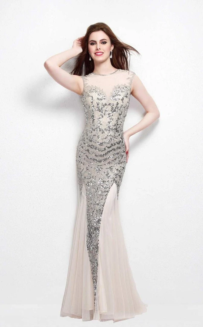 Primavera Couture - 1472 Sequined Long Dress With Back Hole Formal Gowns 7 Primavera Couture - 1472 Sequined Long Dress With Back Hole Formal Gowns