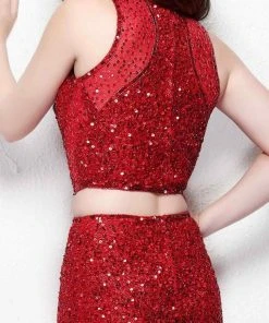 Primavera Couture - 1505 Sequined Illusion Jewel Neck Sheath Dress 11 Primavera Couture - 1505 Sequined Illusion Jewel Neck Sheath Dress