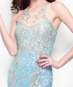 Formal Gowns Primavera Couture - 1574 Sequined Sheath Long Dress