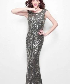Formal Gowns Primavera Couture - 1578 Brilliant Capsleeve Sequined Evening Dress