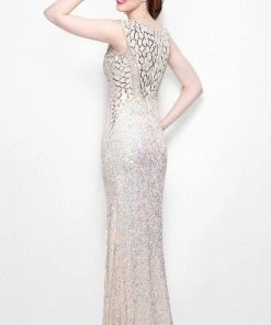 Formal Gowns Primavera Couture - 1584 Shimmering Illusion High Slit Evening Dress 9 Formal Gowns Primavera Couture - 1584 Shimmering Illusion High Slit Evening Dress