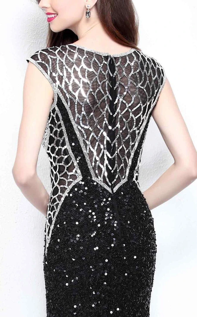 Formal Gowns Primavera Couture - 1584 Shimmering Illusion High Slit Evening Dress 8 Formal Gowns Primavera Couture - 1584 Shimmering Illusion High Slit Evening Dress