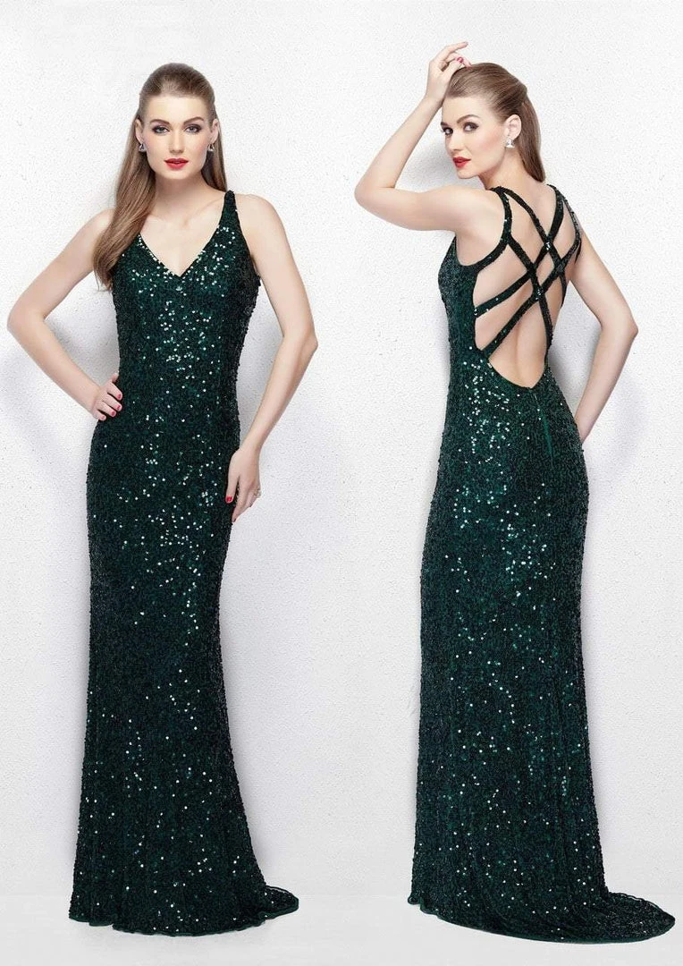 Formal Gowns Primavera Couture - 1764 Sleeveless Sequined V-Neck Gown 9 Formal Gowns Primavera Couture - 1764 Sleeveless Sequined V-Neck Gown