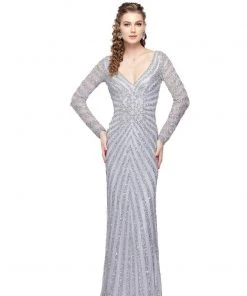 Primavera Couture - 1963 Illusion Long Sleeve Sheath Gown Formal Gowns 8 Primavera Couture - 1963 Illusion Long Sleeve Sheath Gown Formal Gowns