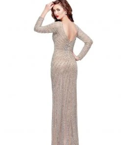 Primavera Couture - 1963 Illusion Long Sleeve Sheath Gown Formal Gowns