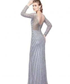 Primavera Couture - 1963 Illusion Long Sleeve Sheath Gown Formal Gowns 9 Primavera Couture - 1963 Illusion Long Sleeve Sheath Gown Formal Gowns