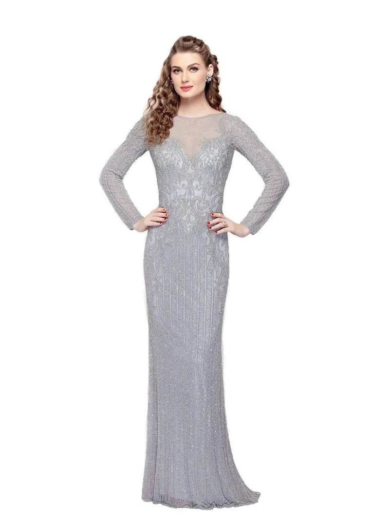 Formal Gowns Primavera Couture - 1966 Adorned Illusion Long Sleeve Gown 5 Formal Gowns Primavera Couture - 1966 Adorned Illusion Long Sleeve Gown