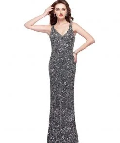Primavera Couture - 1970 Embellished V-neck Sheath Dress