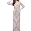 Primavera Couture - 1975 Embellished Deep V-neck Column Dress