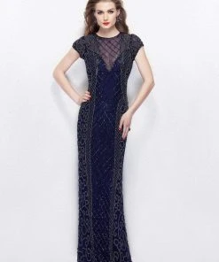 Primavera Couture - 1976 Bedazzled Illusion Jewel Sheath Dress