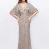 Primavera Couture - 1987 Bedazzled Deep V-neck Sheath Dress Formal Gowns