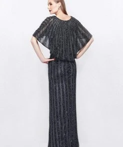 Primavera Couture - 1987 Bedazzled Deep V-neck Sheath Dress Formal Gowns 9 Primavera Couture - 1987 Bedazzled Deep V-neck Sheath Dress Formal Gowns