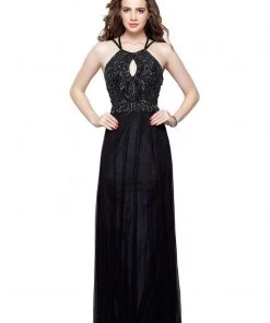 Primavera Couture - 3005 Bedazzled Halter Sheath Dress Formal Gowns