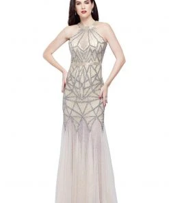 Primavera Couture - 3033 Embellished High Halter Trumpet Dress Formal Gowns