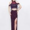Primavera Couture - 3038 Shimmering Two-Piece Fringed Evening Gown Formal Gowns