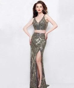 Primavera Couture - 3043 Shimmering Two-Piece Embellished Evening Gown