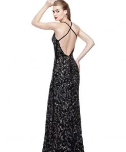 Formal Gowns Primavera Couture - 3055 Contrast Sequined Foliage Gown