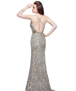 Formal Gowns Primavera Couture - 3055 Contrast Sequined Foliage Gown