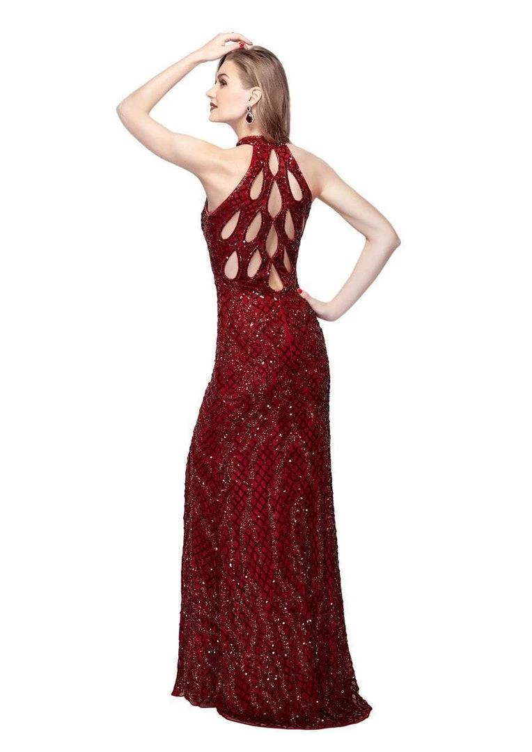 Primavera Couture - 3059 Halter Sequined Fancy Back Evening Gown 4 Primavera Couture - 3059 Halter Sequined Fancy Back Evening Gown